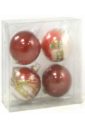  Набор ёлочных шаров (4 штуки,  d=7 см, красный цвет) (TZ 12250)