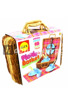 Плетеный чемоданчик для пикника. Набор из 18 предметов (708N)