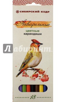 Карандаши цветные, акварельные "Птицы Сибири", 18 цветов (СК 083/18)