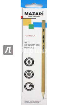 Набор карандашей чернографитных "FORMULA" (6 штук) (М-6129)