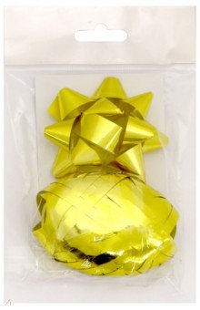Набор для оформления подарков: бант + лента золото (76967)