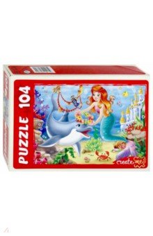 Puzzle-104 "Русалочка и дельфин" (ПУ 104-0631)