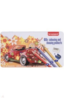 Карандаши цветные "Машина" (58 цветов, ластик, точилка, металлическая коробка) (6062M60)