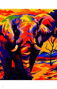 Рисование по номерам 40 х 50 "Красочный слон" (H081)