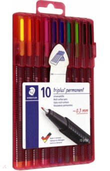 Ручки перманентные 10 цветов "Triplus Permanent" 0, 3 мм (331SB1)