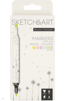 

Набор двусторонних скетч-маркеров Sketch&Art, 6 пастельных цветов
