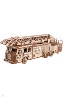 Сборная модель деревянная 3D Пожарная машина с лестницей