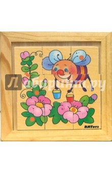 Пчелка-головоломка в деревянной рамке (Д-279).