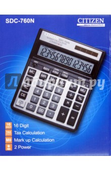 Калькулятор настольный Citizen 16-разрядный (SDC-760).