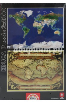 Пазл-1000 Карты мира (2 по 1000 в 1) (13296).