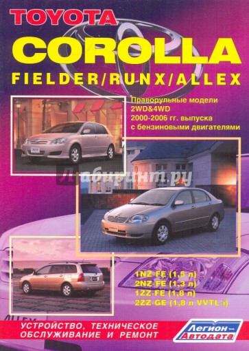 Toyota Королла/ Филдкр/Рункс/Аллекс. Праворульные модели 2WD & 4WD 2000-2006 гг. выпуска