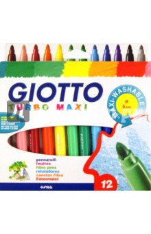 Фломастеры утолщенные Giotto Turbo Maxi, 12 цветов (076200)