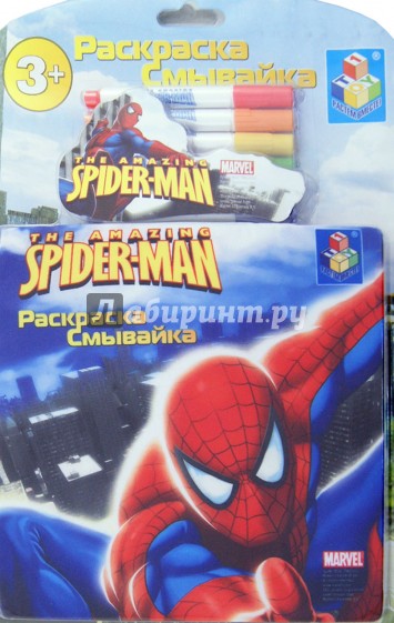 Раскраска-смывайка "Spider-Man" 6 фломастеров (Т54753)