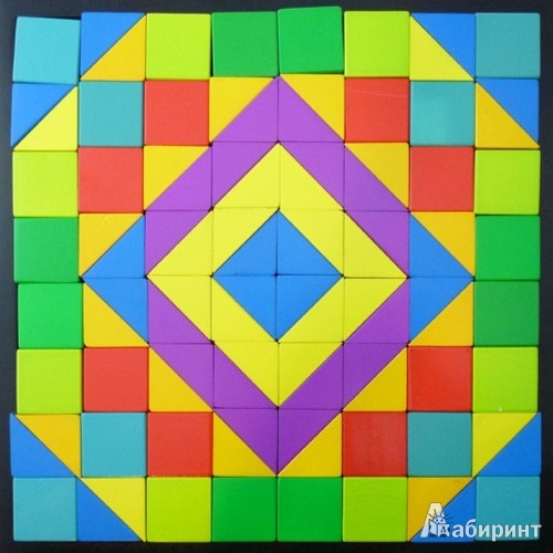 Иллюстрация 3 из 3 для Кубики "Мозаика". Набор 96 кубиков/треугольников (0205) | Лабиринт - игрушки. Источник: Лабиринт