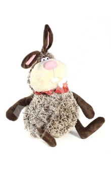 Мягкая игрушка. Большой коричневый кролик в бандане. 27 см (41008).