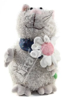 Мягкая игрушка Кот серый с цветком 23 см (К82010А ).