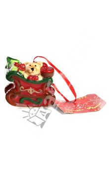 Новогоднее подвесное елочное украшение «Медведь с подарками» (25694).