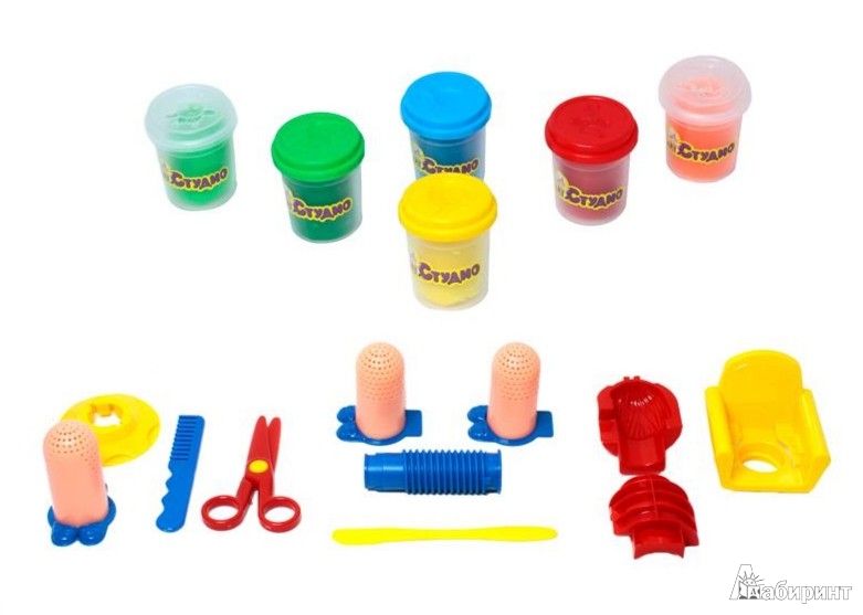 Иллюстрация 1 из 2 для Набор теста для лепки "Парикмахерская", 6 цветов, с аксессуарами (T54851) | Лабиринт - игрушки. Источник: Лабиринт