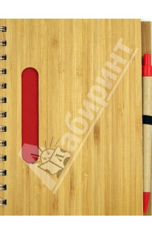 Блокнот на спирали А5 с шариковой ручкой. Красный  (070009).
