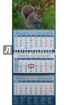 Календарь квартальный 2015. Белка с желудем (14542).