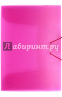 Папка  с клапанами и резинкой, розовый полупрозрачный (85549).