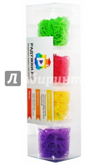 Комплект резинок для плетения №9 (1200 штук, красные, зеленые, фиолетовые, желтые).