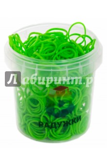 Резинки для плетения в стаканчике (300 штук, светло-зеленые).