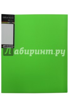 Папка с вкладышами, пластиковая, 20 вкладышей NEON DISPLAY BOOK, зеленая (20AV4_02034).
