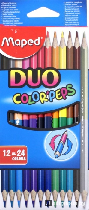 Иллюстрация 1 из 7 для Карандаши цветные "Color'peps Duo" (24 цвета, 12 штук)  (829600) | Лабиринт - канцтовы. Источник: Лабиринт