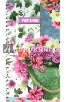Телефонная книжка 80 листов, А5, гребень, Цветы (С0357-42).