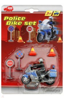 Полицейский набор инерционный (мотоцикл, знаки, конусы).