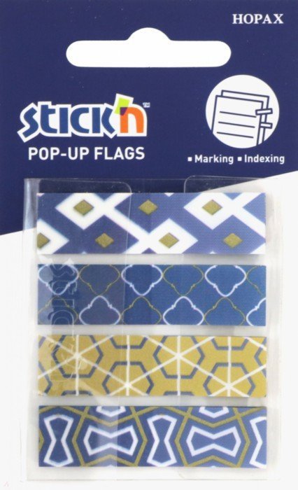 Иллюстрация 1 из 4 для Закладки самоклеящиеся пластиковые "Pop-Up" (20 листов, 42х15 мм, 4 цвета, синие узоры) (26084) | Лабиринт - канцтовы. Источник: Лабиринт