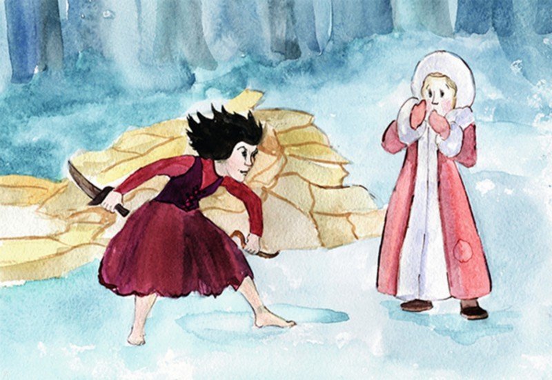 Иллюстрация к снежной королеве 5 класс. Снежная Королева разбойница.
