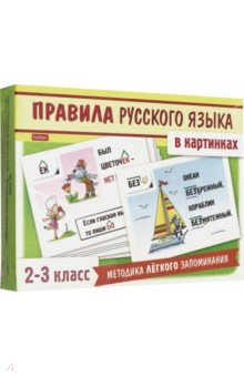 Правила русского языка в картинках. 2-3 классы. 24 карточки.