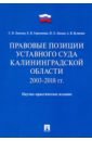 Правовые позиции Уставного Суда Калининградской области. 2003–2018 гг. - Лонская Светлана Владимировна, Герасимова Евгения Вячеславовна, Ландау Инга Леонидовна