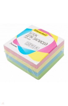 Блок для записей бумажный, цветной, 4 цвета, 9х9х4,5 см. (701027/1190067).