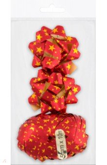 Набор для оформления подарков: бант+ лента красная (83009).