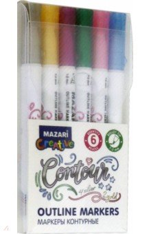 Набор маркеров-красок 6 цвета CONTOUR с контуром (M-6081-6).