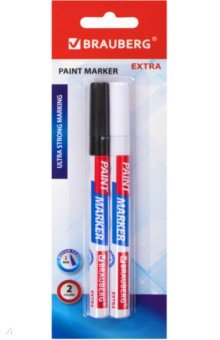 Маркер-краска лаковый Extra (paint marker) 2 мм, набор 2 цвета, белый/черный (151993).