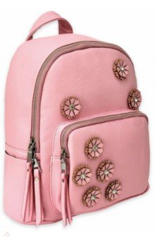 Рюкзак искусственная кожа 29x22x10 см, 1 отделение, Цветы розовый (46391).