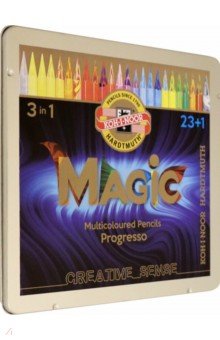 Карандаши цельнографитные цветные в лаке Progresso Magic, 23 штуки и растушевка