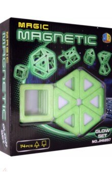 Флуоресцентный магнитный конструктор, 14 деталей.