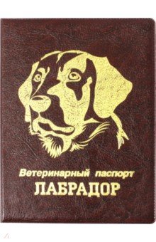 Обложка на ветеринарный паспорт Лабрадор, бордовая Стрекоза - фото 1