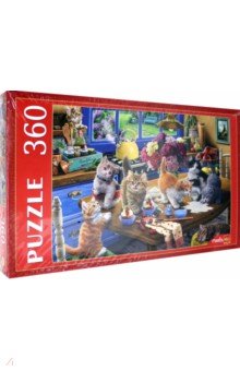Puzzle-360. Игривые котята на кухне.
