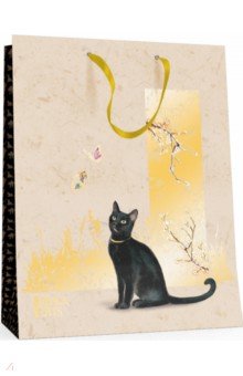 Пакет подарочный Черные кошки, вертикальный