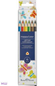

Карандаши цветные HappyColor, 6 цветов, в ассортименте