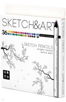 Скетч карандаши цветные Sketch&Art, 36 цветов, утолщенные
