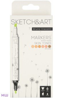 Скетч маркеры Sketch&Art. Портрет, двусторонние, 6 цветов
