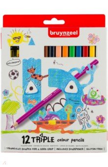 

Карандаши цветные Bruynzeel Kids Triple, утолщенные, 12 цветов