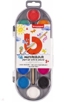 Краски акварельные Bruynzeel Kids, 12 цветов, с кисточкой